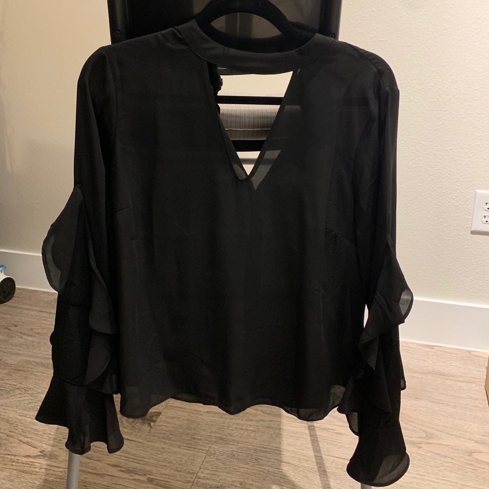 F21 flounce ruffle long sleeve top